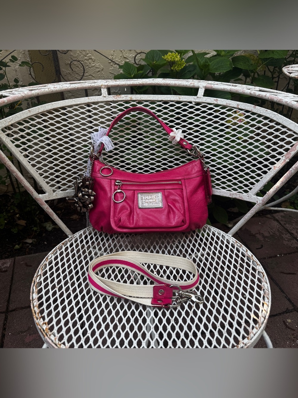 Y2K Coach Hot Pink Patent Leather Convertible Bag